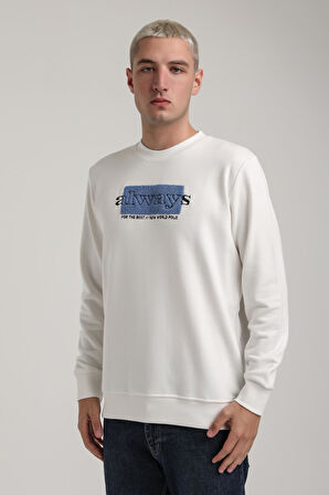 Bisiklet Yaka Ekru Slim Fit Sweatshirt 24FWM60201