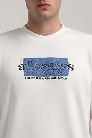 Bisiklet Yaka Ekru Slim Fit Sweatshirt 24FWM60201