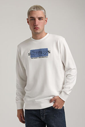 Bisiklet Yaka Ekru Slim Fit Sweatshirt 24FWM60201