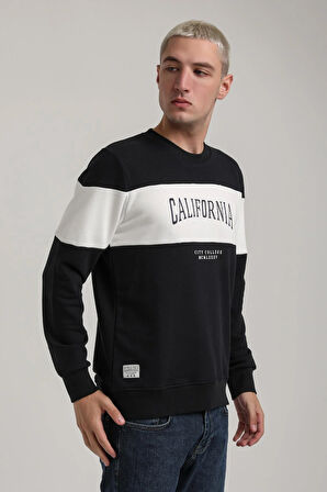 Bisiklet Yaka Lacivert Slim Fit Sweatshirt 24FWM60203