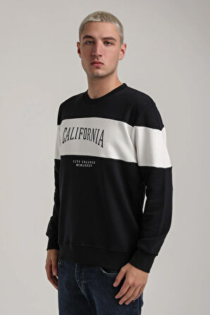 Bisiklet Yaka Lacivert Slim Fit Sweatshirt 24FWM60203