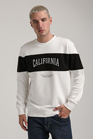 Bisiklet Yaka Ekru Slim Fit Sweatshirt 24FWM60203