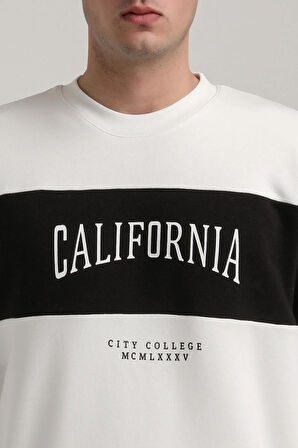 Bisiklet Yaka Ekru Slim Fit Sweatshirt 24FWM60203