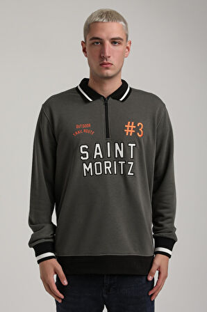 Bisiklet Yaka Haki Slim Fit Sweatshirt 24FWM60207