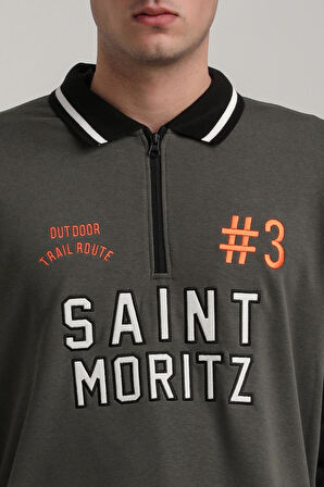 Bisiklet Yaka Haki Slim Fit Sweatshirt 24FWM60207