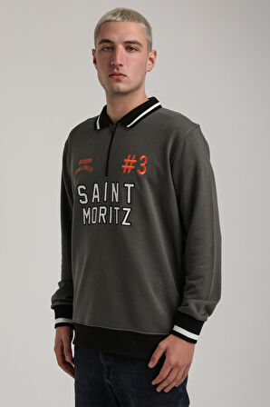 Bisiklet Yaka Haki Slim Fit Sweatshirt 24FWM60207