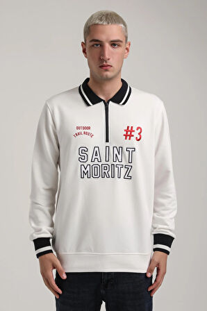 Bisiklet Yaka Ekru Slim Fit Sweatshirt 24FWM60207