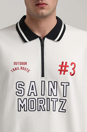 Bisiklet Yaka Ekru Slim Fit Sweatshirt 24FWM60207