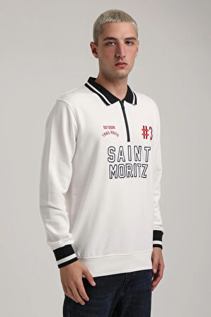 Bisiklet Yaka Ekru Slim Fit Sweatshirt 24FWM60207