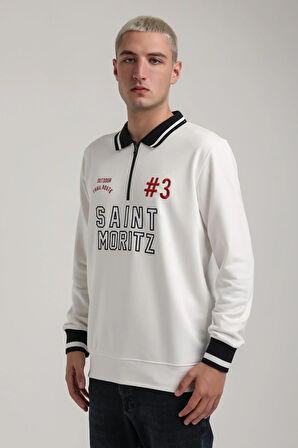 Bisiklet Yaka Ekru Slim Fit Sweatshirt 24FWM60207