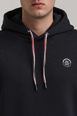 Kapüşonlu Lacivert Slim Fit Full-Zip Sweatshirt 24FWM64084