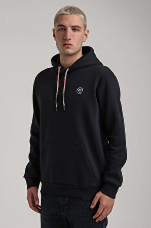 Kapüşonlu Lacivert Slim Fit Full-Zip Sweatshirt 24FWM64084