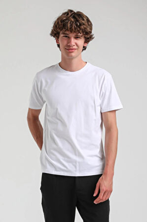 Beyaz Slim Fit Basic Pamuklu Tişört 25SSM20341