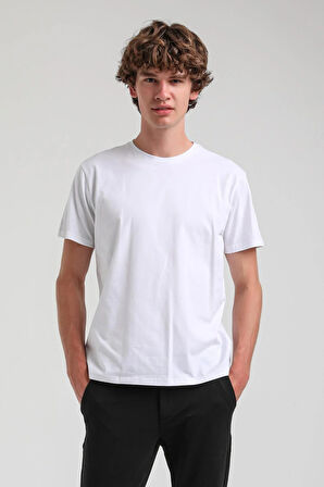 Beyaz Slim Fit Basic Pamuklu Tişört 25SSM20341