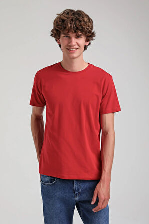 Kırmızı Slim Fit Basic Pamuklu Tişört 25SSM20341