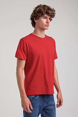 Kırmızı Slim Fit Basic Pamuklu Tişört 25SSM20341