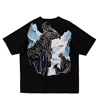 Phoenix Rising Oversize Tshirt - Siyah