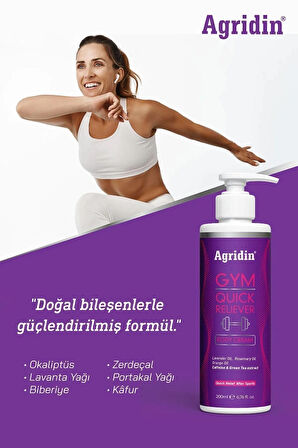 Agridin Gym Selülit Ve Bölgesel Incelme Için Quick Reliever Sporcu Kremi 200 ml