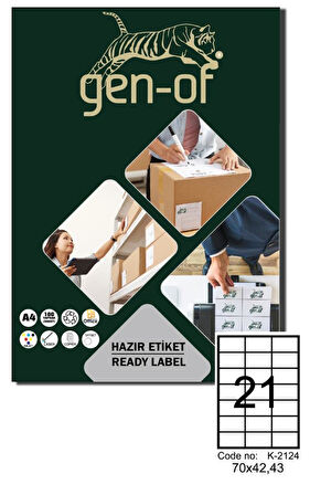 Gen-Of GK-2124 Laser Etiket 70x42.43 100 Sayfa(2100 Etiket)