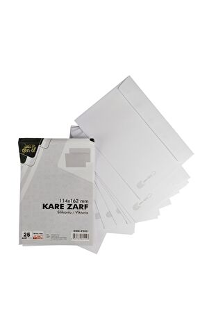 Gen-Of Kare Beyaz Mektup Zarfı 114 x 162 mm 90 Gr Silikonlu 25 li