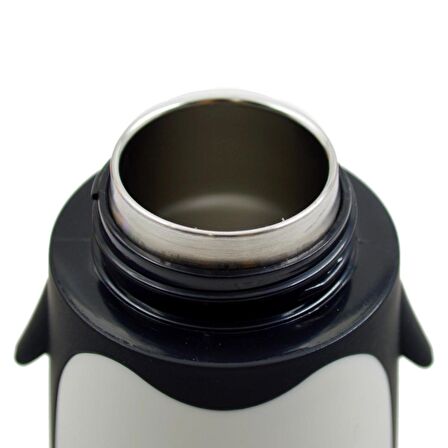 BottleBoss Penguen Figürlü Paslanmaz Çelik Çocuk Matarası 350 Ml Siyah