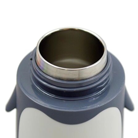 BottleBoss Penguen Figürlü Paslanmaz Çelik Çocuk Matarası 350 Ml Gri