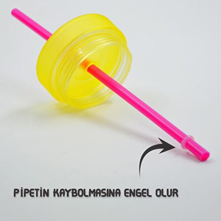 BottleBoss Çift Katmanlı Pipetli Çift Renkli Sızdırmaz Bardak Matara 480 Ml Sarı