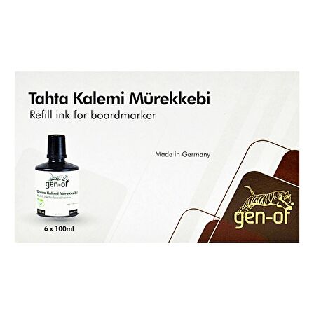 Gen-Of Beyaz Tahta Kalemi Mürekkebi 100 cc Kırmızı 6 Adet