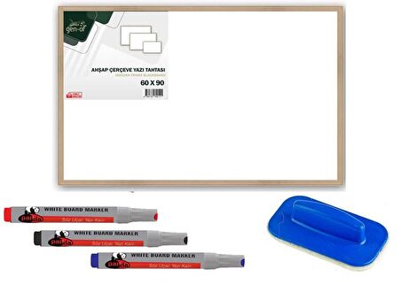 Gen-Of 60X90 Yazı Tahtası+3 Renk Tahta Kalemi+Silgi Seti
