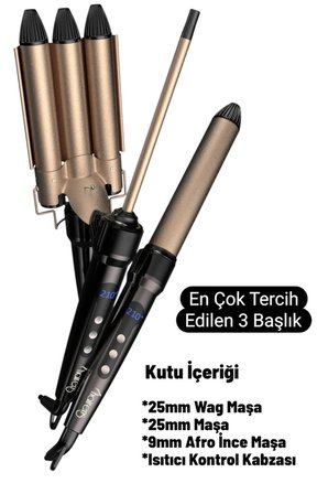 Hrs-960 4 Parça Saç Şekillendirme Seti - Wag Maşa & Afro İnce Maşa & 32 mm Maşa