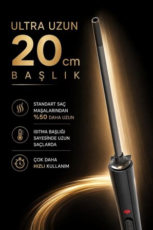 Hrs-130 Afro Dalga 9 Mm. Kıvırcık Ince Saç Maşası, 20 Cm. Ekstra Uzun Başlık