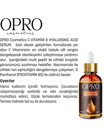 Cosmetics C Vitamini & Hyaluronik Asit Aydınlatıcı Etkili Cilt Bakım Serumu 30 ml - Niacinamide