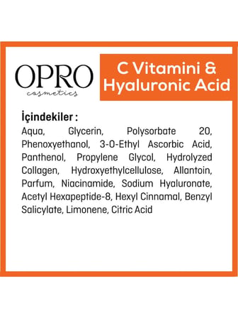 Cosmetics C Vitamini & Hyaluronik Asit Aydınlatıcı Etkili Cilt Bakım Serumu 30 ml - Niacinamide