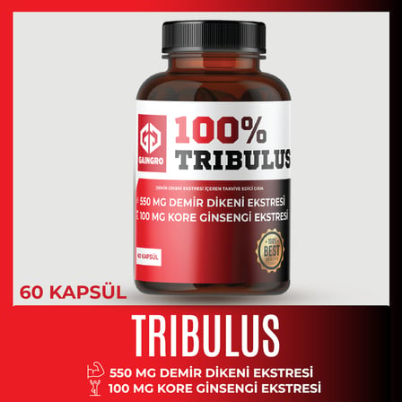 100% Tribulus Demir Dikeni ve Kore Ginsengi Ekstresi 60 Kapsül - Yüksek