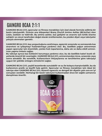 BCAA 2:1:1 Pink Lemonade - 250g - 40 Servis Hızlı Recovery & Kas Koruyucu Amino Asit