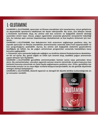 L-Glutamine Karpuz - Çilek Aromalı Toparlanma (Recovery) Destekleyici - 250 Gr 40 Servis