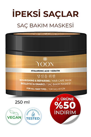 Saç Bakım Maskesi, 360° Yoğun Onarıcı Keratin Ve Hyaluronic Asit Içeren Besleyici Saç Maskesi 250ml