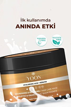 Saç Bakım Maskesi, 360° Yoğun Onarıcı Keratin Ve Hyaluronic Asit Içeren Besleyici Saç Maskesi 250ml