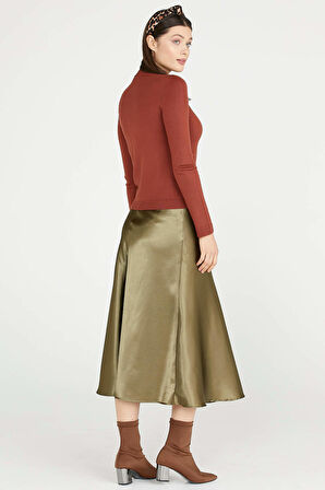 Omuz Aksesuarlı Triko Kazak  - Kiremit