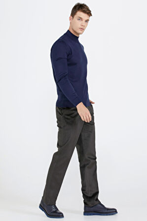 Erkek Yarım Boğazlı Triko Kazak  - Lacivert