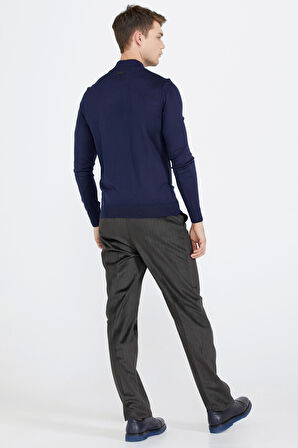 Erkek Yarım Boğazlı Triko Kazak  - Lacivert