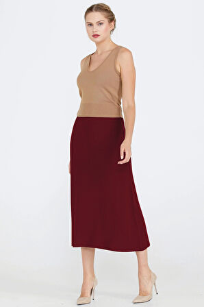 Kadın Triko Etek - Bordo