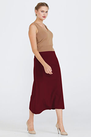 Kadın Triko Etek - Bordo