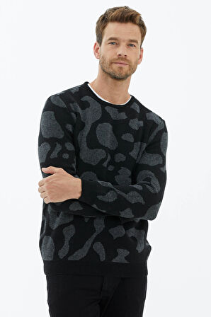 Sıfır Yaka Triko Kazak  - Siyah