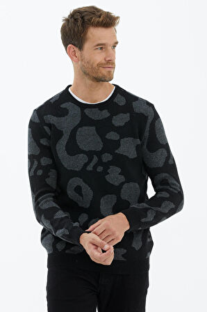 Sıfır Yaka Triko Kazak  - Siyah