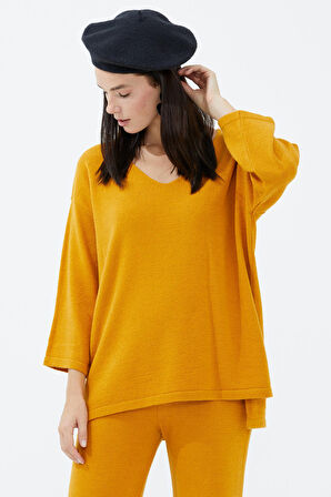 V Yaka İkili Triko Takım  - Güneş