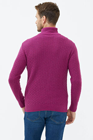 Tam Balıkçı Yaka Triko Kazak  - Gül