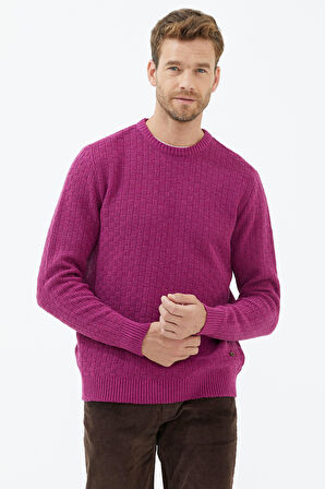 Sıfır Yaka Triko Kazak  - Gül