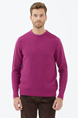 Sıfır Yaka Triko Kazak  - Gül