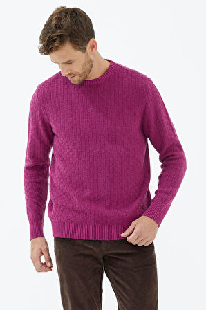 Sıfır Yaka Triko Kazak  - Gül